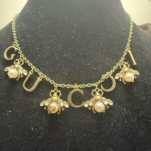 Brand new  Gucci with box Gold tone Bee and Pearl Necklace